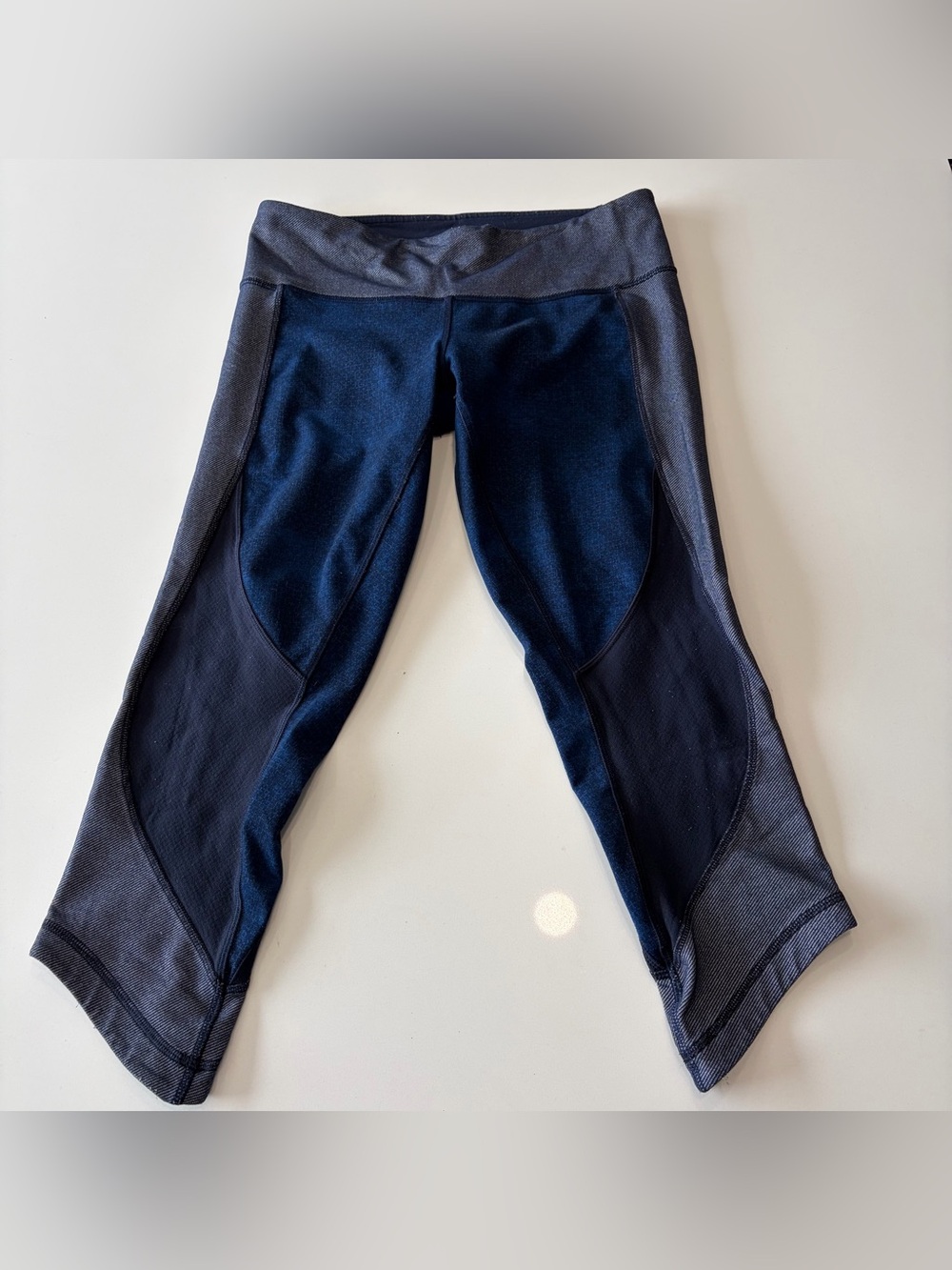 Lululemon Wunder Under Crop Leggings Sashiko Cross Inkwell Rugged Blue size 8